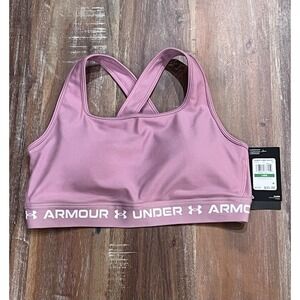 NEW Under Armour UA Crossback Mid Women's Sports Bra Large Pink Elixir